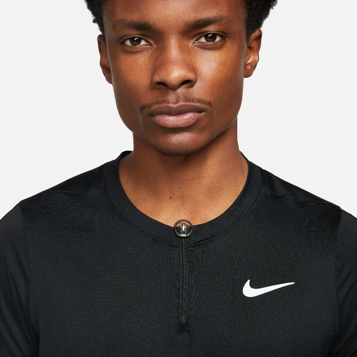 Nike Men's Dri-FIT Advantage Zip Polo (Black/White) - Image 2