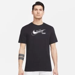 Nike Men's Dri-FIT Distressed Swoosh Top (Black)