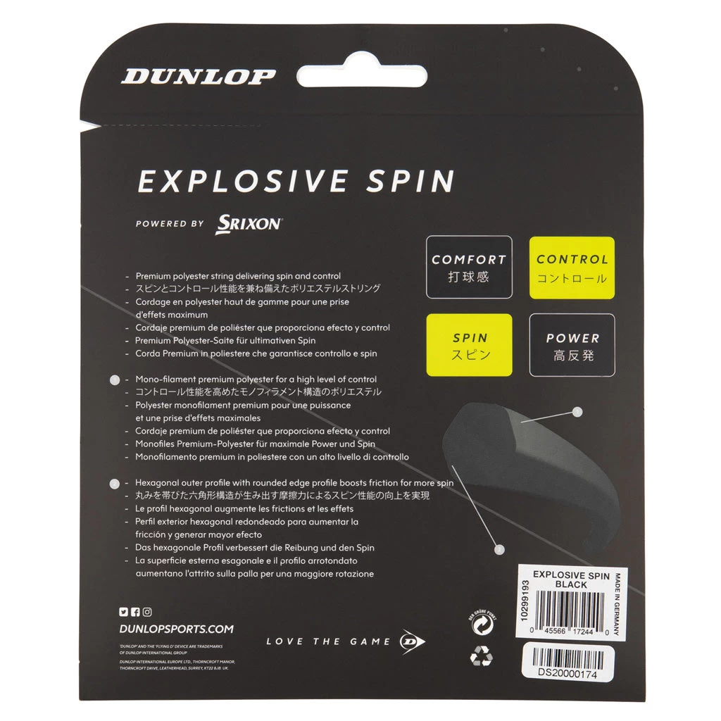 Dunlop Explosive Spin 17/1.25 Tennis String (Black) - Image 2