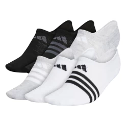 Adidas Women's Superlite 3 Stripe No-Show Socks (Black/Grey/White)