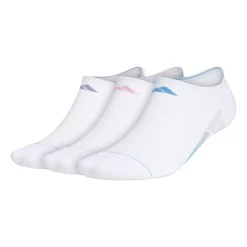 Adidas Women's Superlite 3 Stripe No-Show Socks (White)
