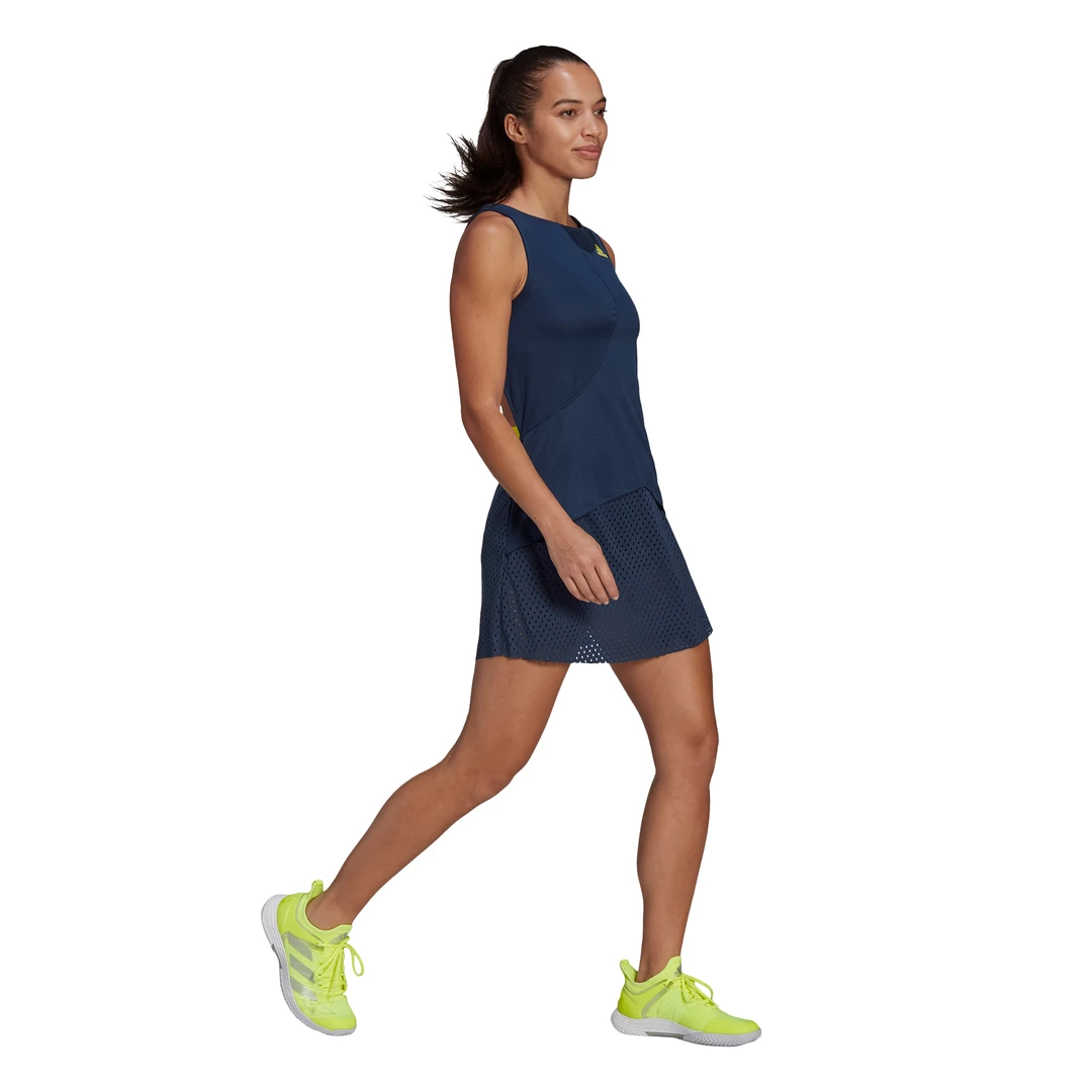 Adidas Women's Primeblue Dress (Navy/Yellow) - Image 4