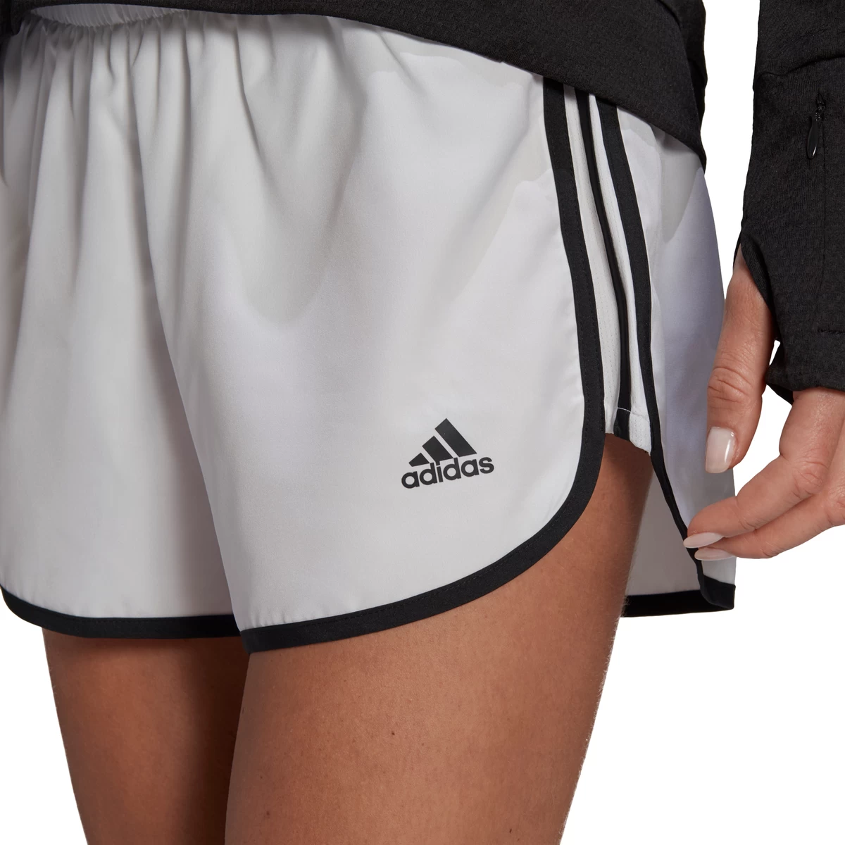 Adidas Women's Marathon 3-Inch Shorts (White/Black) - Image 4