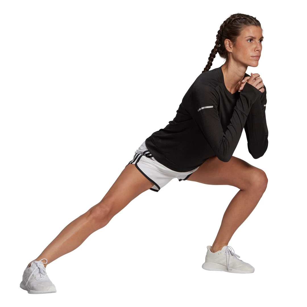 Adidas Women's Marathon 3-Inch Shorts (White/Black) - Image 3