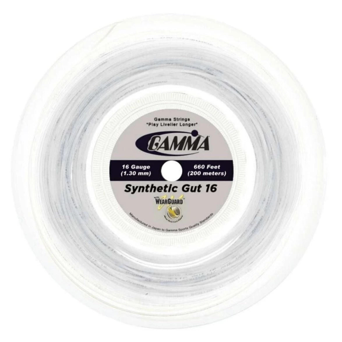 Gamma Synthetic Gut 16/1.30 W/ Wearguard Tennis String Reel (White)
