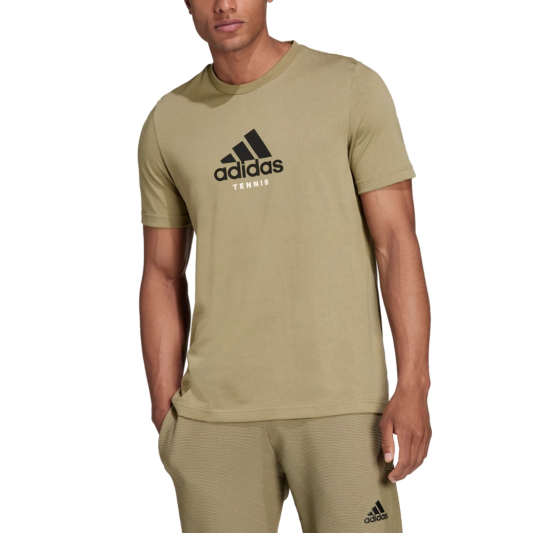 Adidas Men's Tennis Graphic Tee Top (Orbit Green) - Image 2