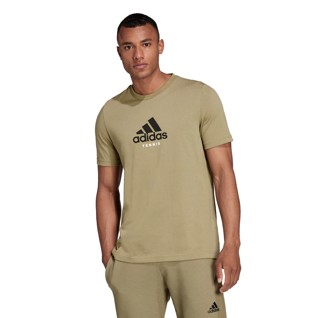 Adidas Men's Tennis Graphic Tee Top (Orbit Green)