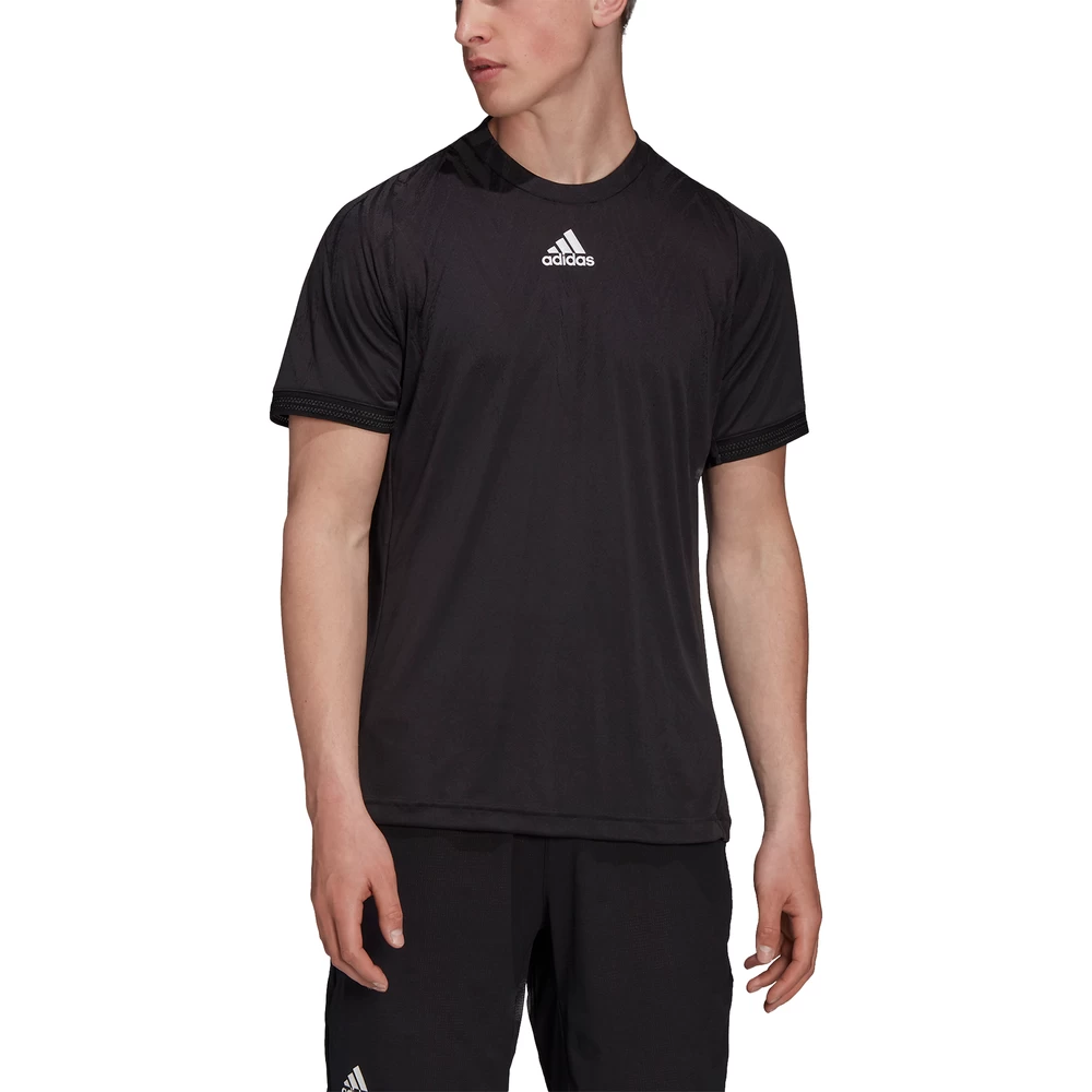 Adidas Men's Tennis Primeblue Freelift Top (Black/White) - Image 2