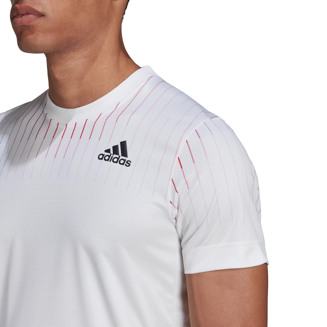 Adidas Men's Melbourne FreeLift Printed Top (White/Red) - Image 5