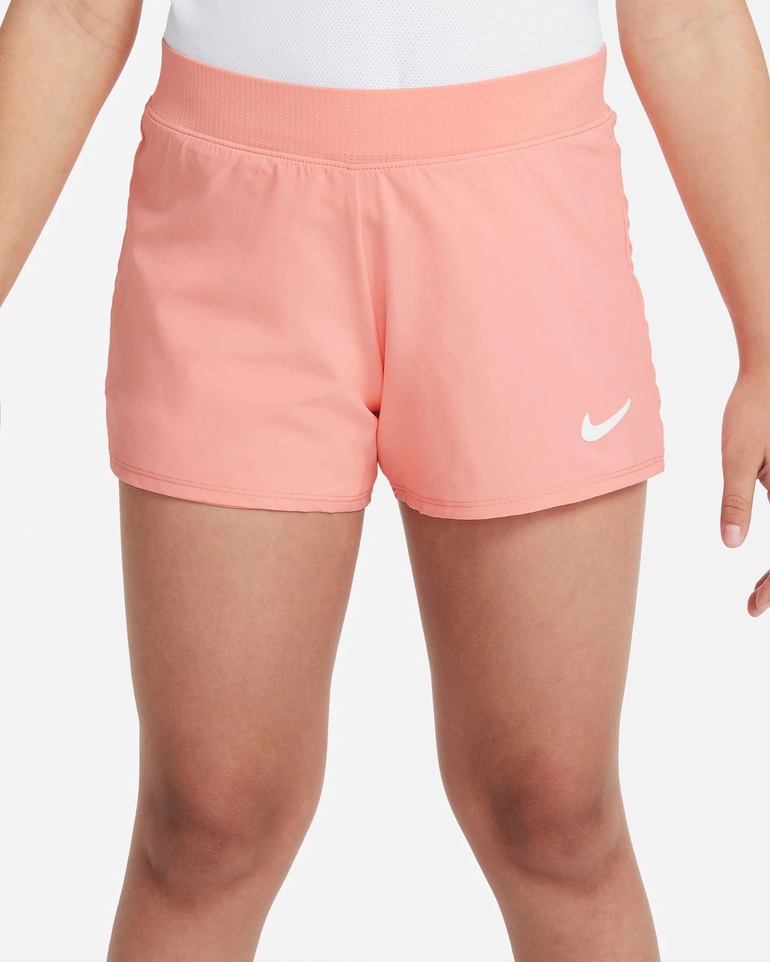 Nike Girls' Dri-FIT Victory Shorts (Bleached Coral/White) - Image 2