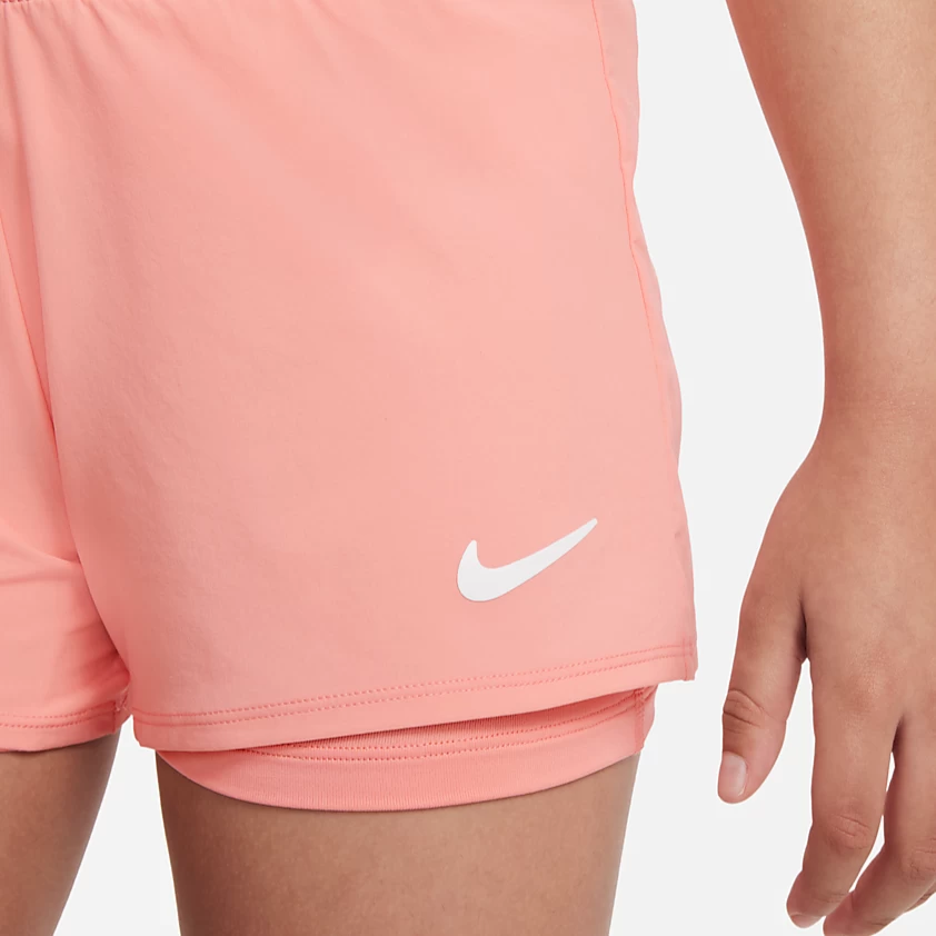 Nike Girls' Dri-FIT Victory Shorts (Bleached Coral/White) - Image 4